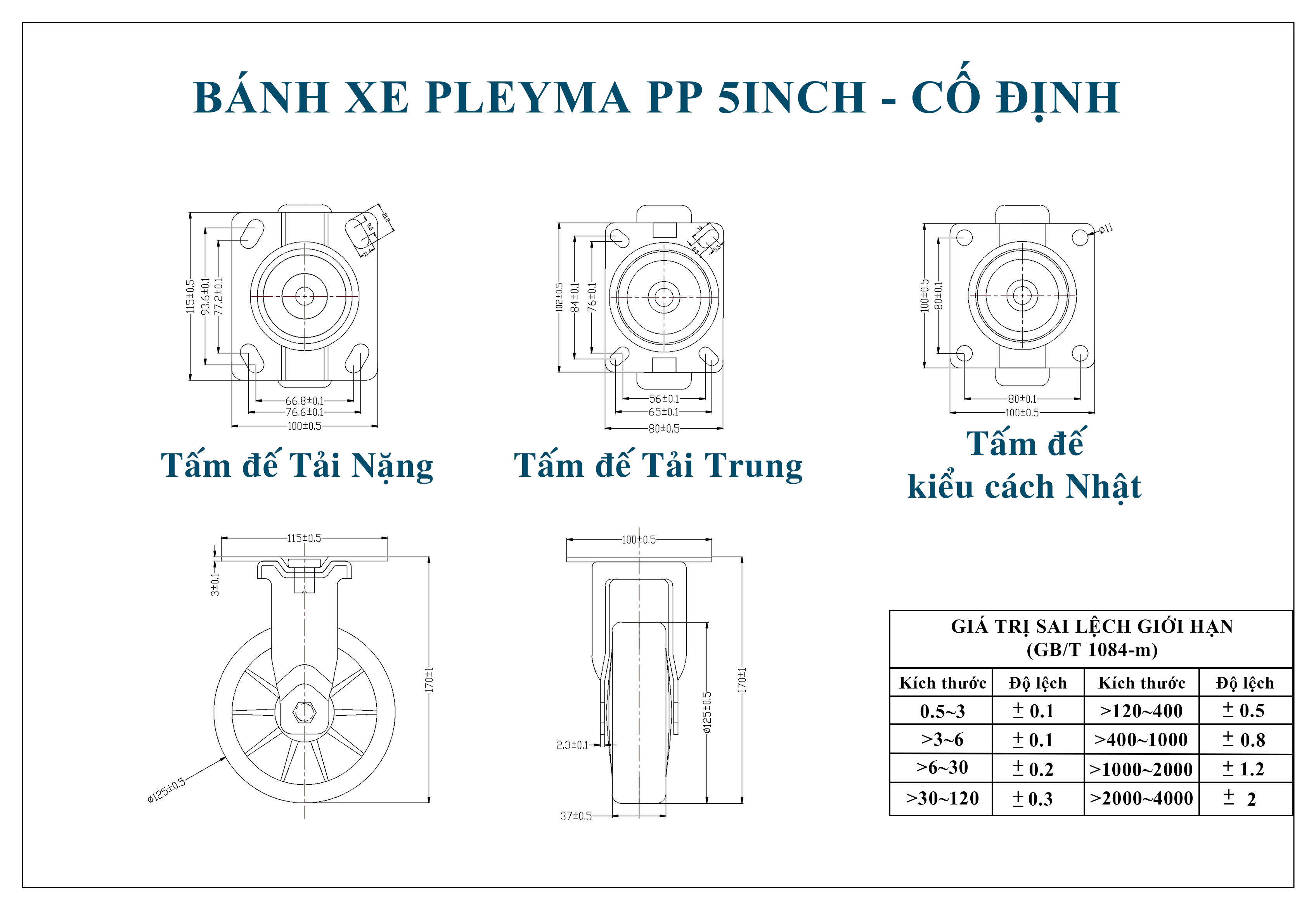 Bản vẽ bánh xe Pleyma PP 5Inch